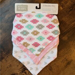 Hudson Baby Bandana Bibs - Pink, Green, Gray